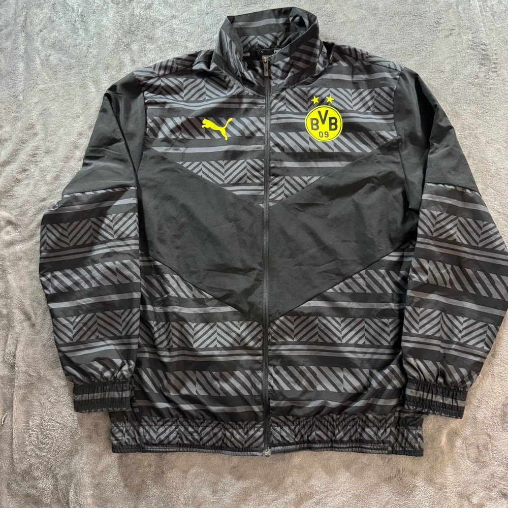 BVB Borussia Dortmund Puma Jacket Men's L Black Champions League Final Jacquard